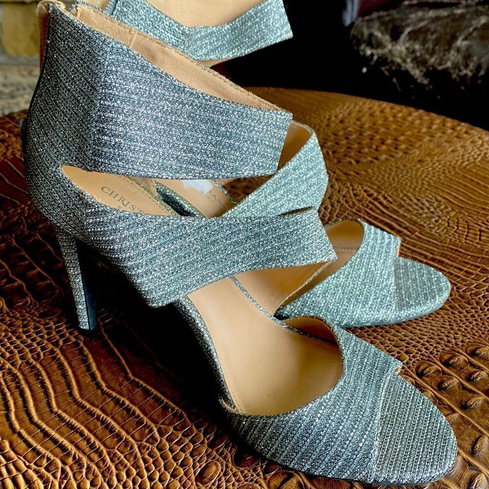 Sexy strappy Silver Sparkly Pumps heels shoes fancy